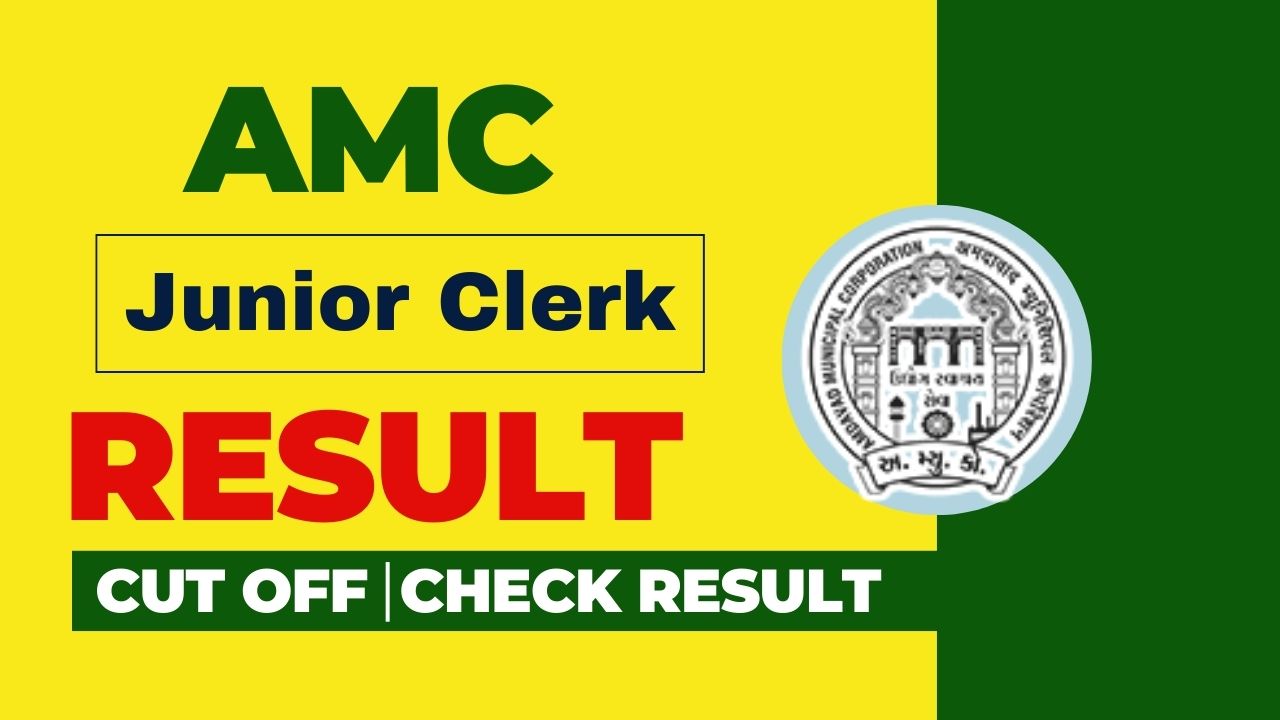 AMC Junior Clerk Result 2024 displayed on the screen with the merit list and cut-off details