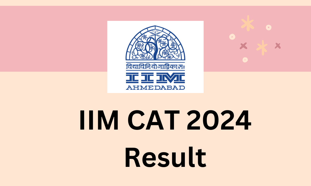 IIM CAT 2024 Results announcement with a person checking their score on a laptop