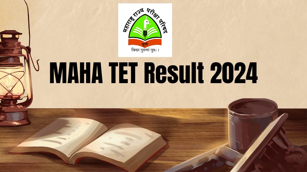 MAHA TET 2024 result page on the screen with a download button highlighted.