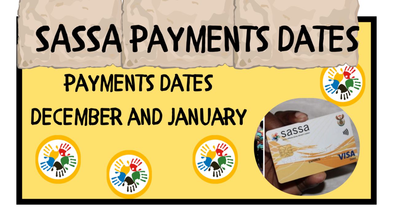 SASSA payment dates for December 2024 and January 2025 highlighted on a calendar with urgent reminders for South African beneficiaries