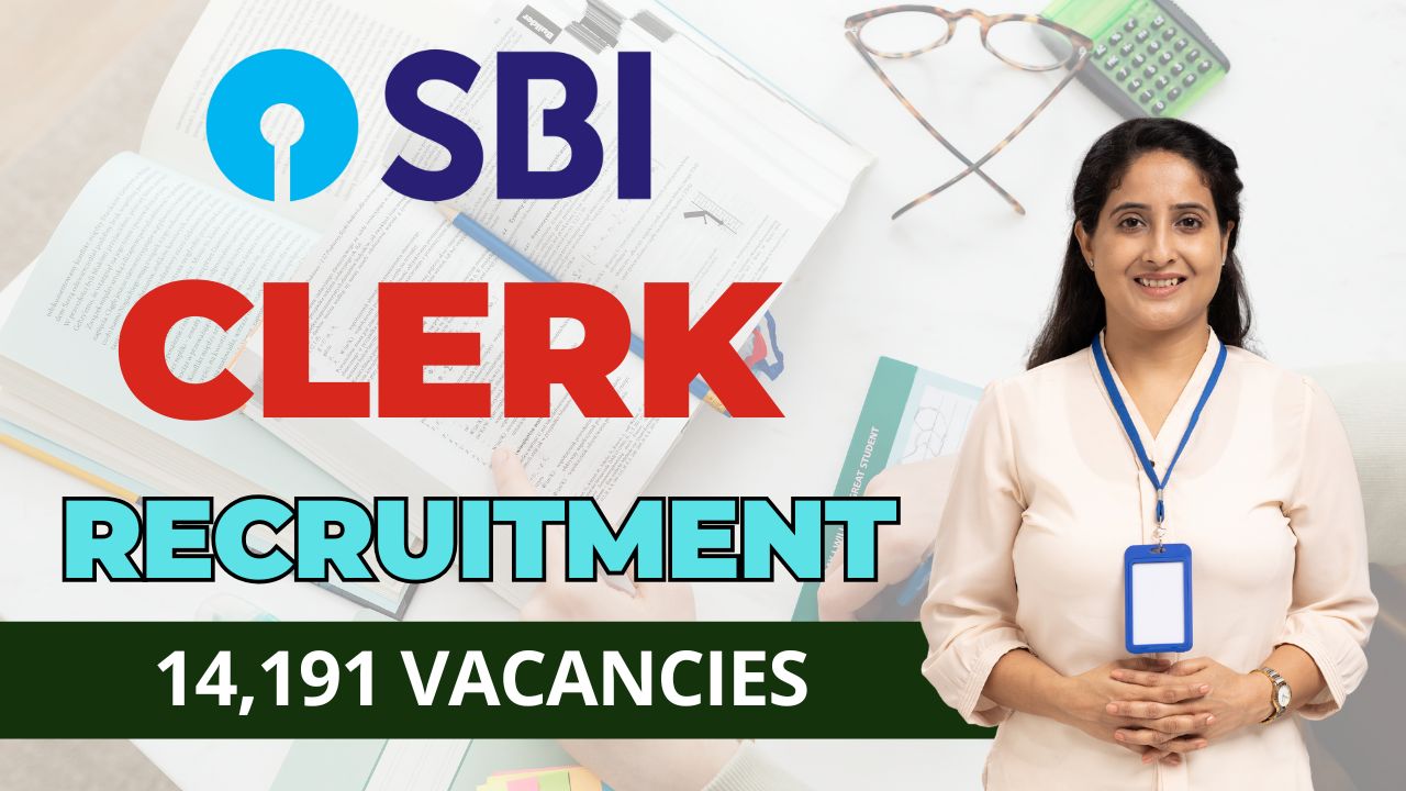 SBI Clerk Recruitment 2024 announcement poster with official logo and application details