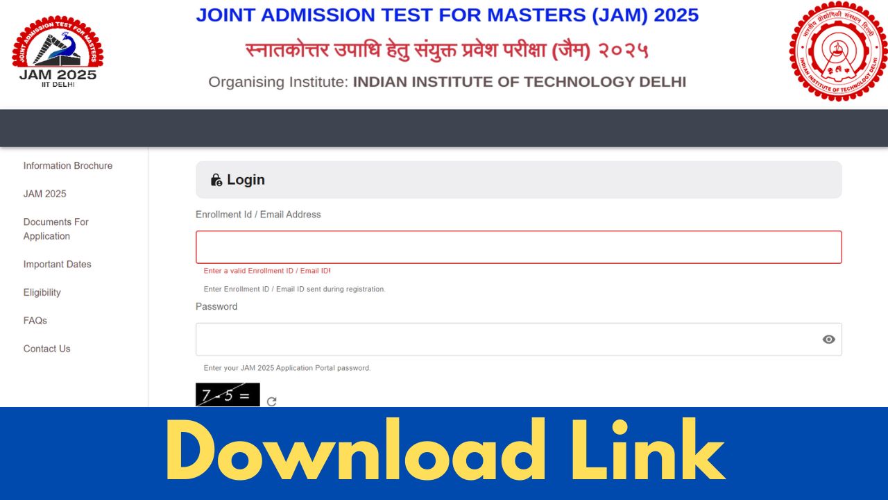 IIT JAM Admit Card 2025 OUT at joaps.iitd.ac.in