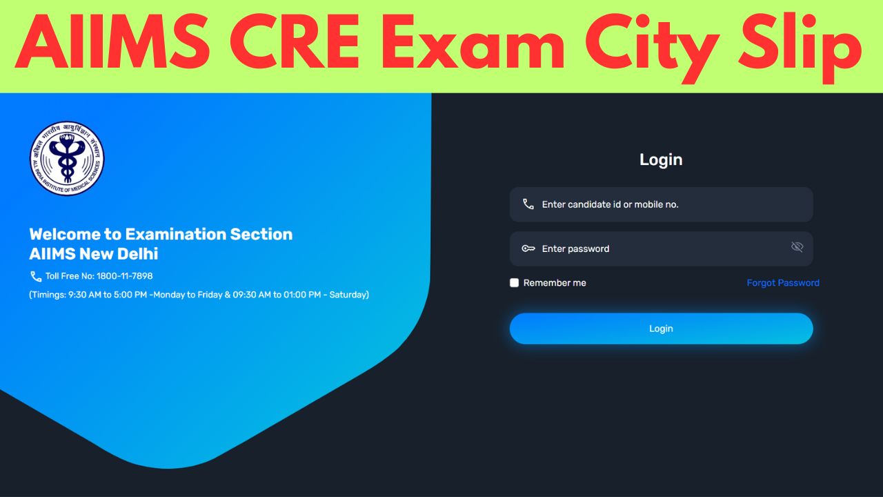 AIIMS CRE Exam City Slip 2025