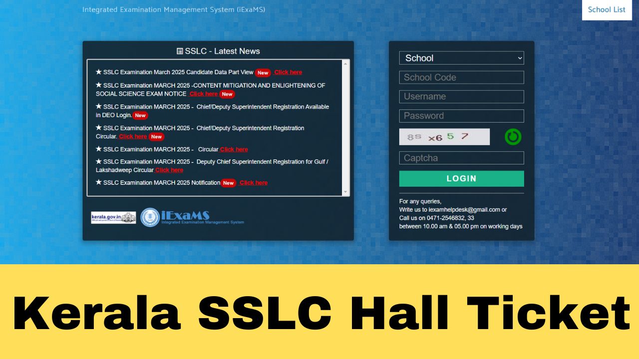 Kerala SSLC Hall Ticket 2025 Download: Release Date & Direct Link Here!